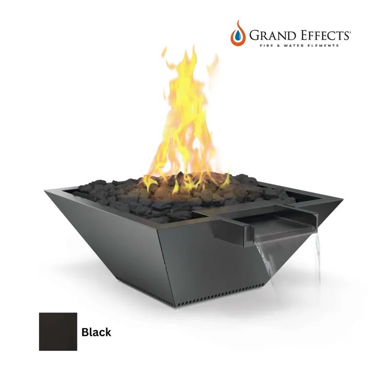 Grand Effects Square Corinthian Fire & Water Bowl – Builder Series, Metallic Finish 1