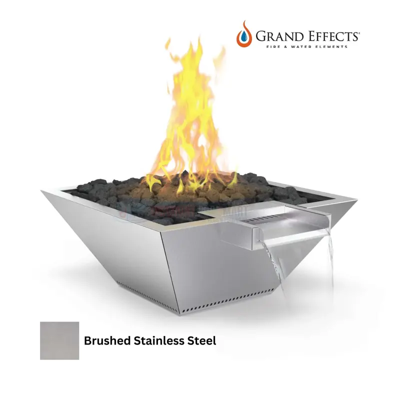 Grand Effects Square Corinthian Fire & Water Bowl – Builder Series, Stainless Steel 1