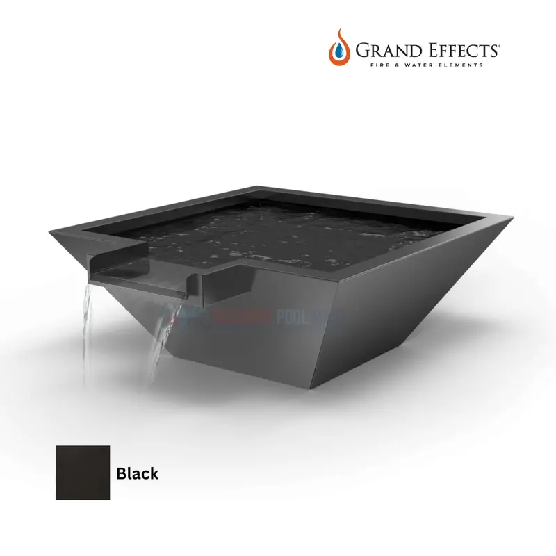 Grand Effects Square Corinthian Water Bowl – Extended Lip, Metallic Finish 1