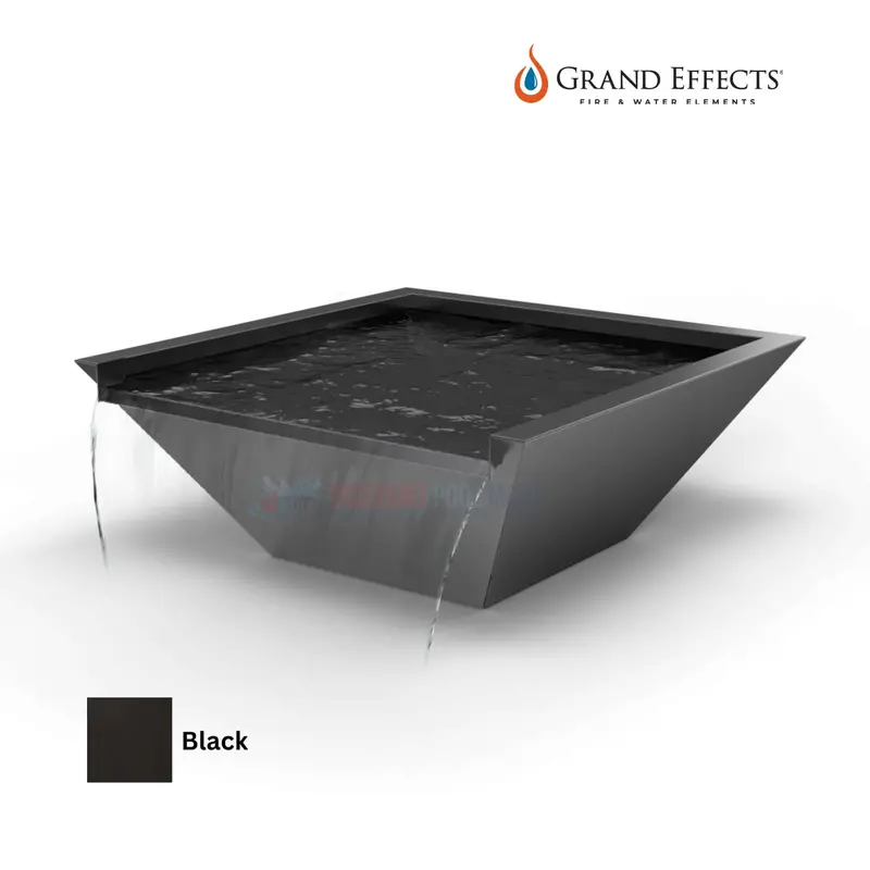 Grand Effects Square Corinthian Water Bowl – Seamless Lip, Metallic Finish 1