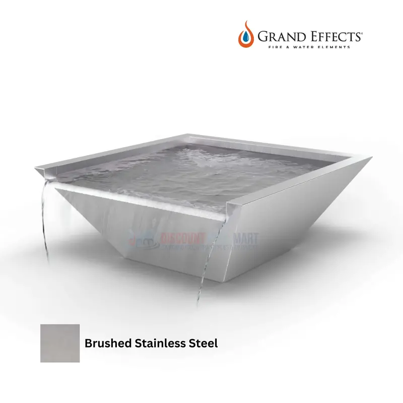 Grand Effects Square Corinthian Water Bowl – Seamless Lip, Stainless Steel Construction 1