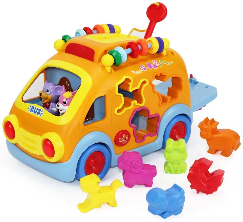 Interactive 3D Musical Bus Toy With Animal Sound Matching For Babies 1