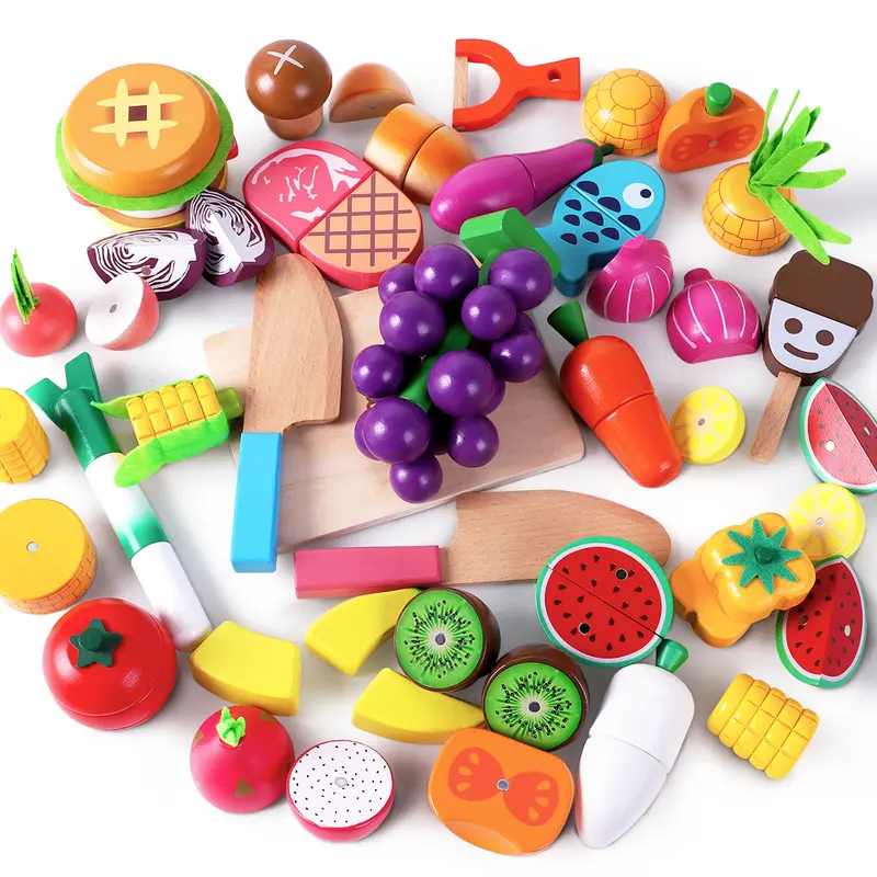 Interactive Cutting & Cooking Pretend Set – Safe Wooden Kitchen Play Toy 1