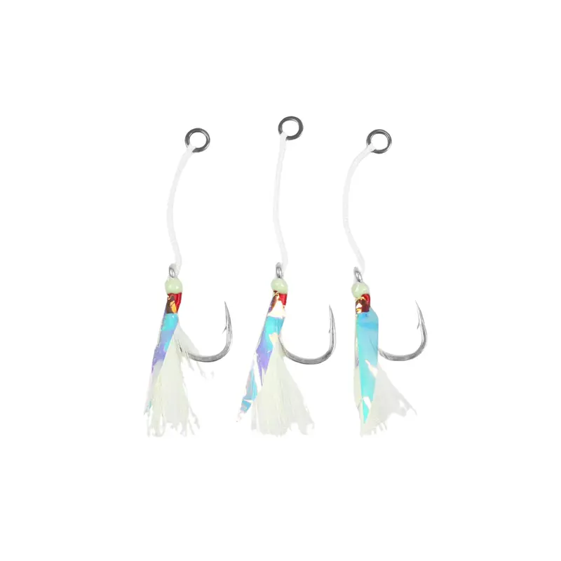 Jigging World Sj-41 Single Assist Hooks With Flash Accent 1