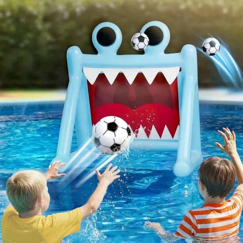 Kids’ Inflatable Soccer Pool Goal Set With Practice Balls 1
