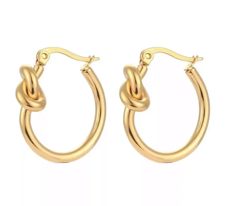 Knot Detail Hoop Earrings – Gold Tone 1