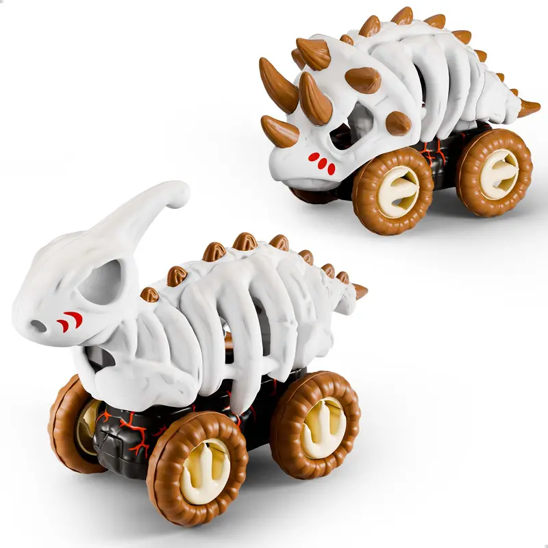 Mixed Dino Truck Set – Triceratops & Hadrosaurus Themed Play Vehicles 1