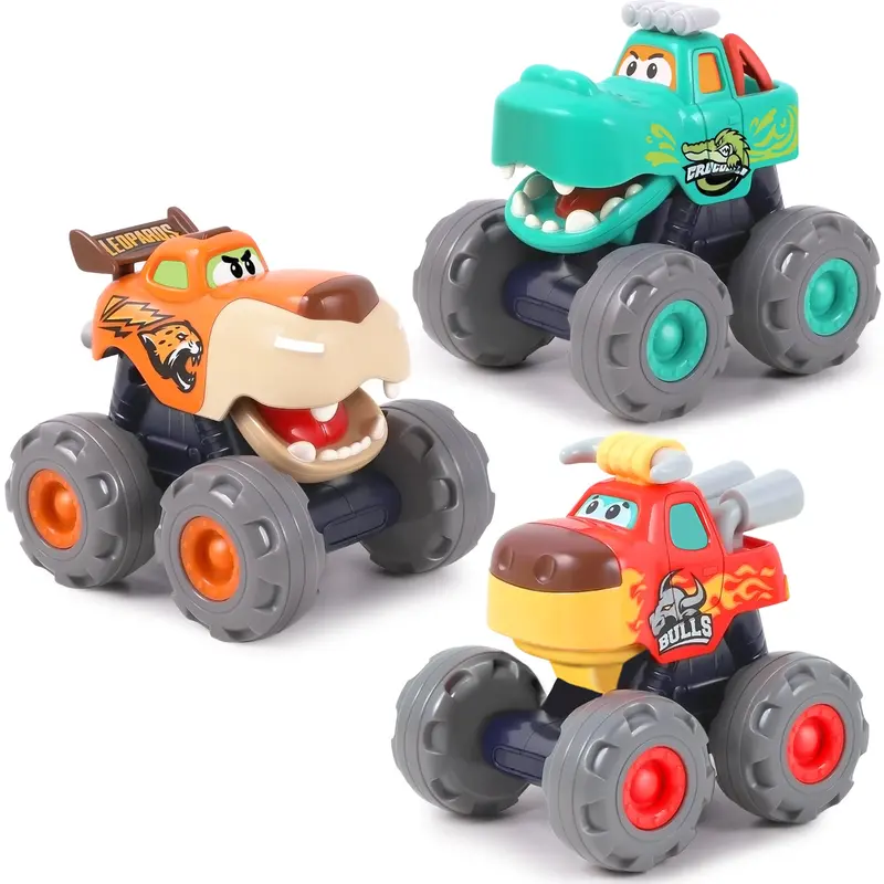 Monster Truck Pull-Back & Friction-Powered Play Set For Kids 1