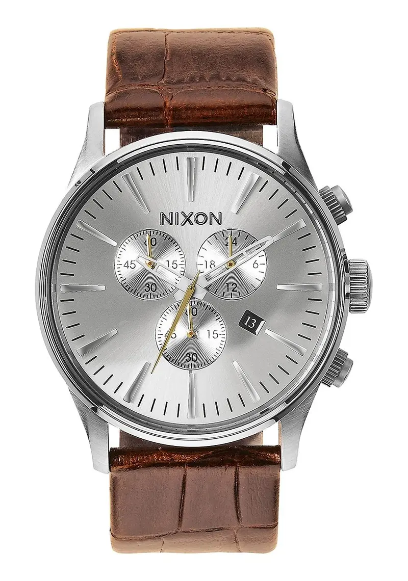Nixon Sentry Chronograph Watch With Leather Strap 1