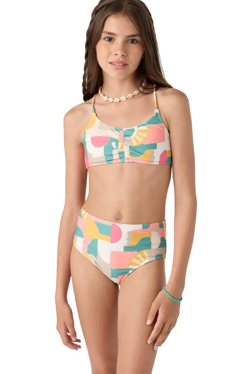 O'Neill Girls Lisbon Geometric Ruched Bralette Set 1