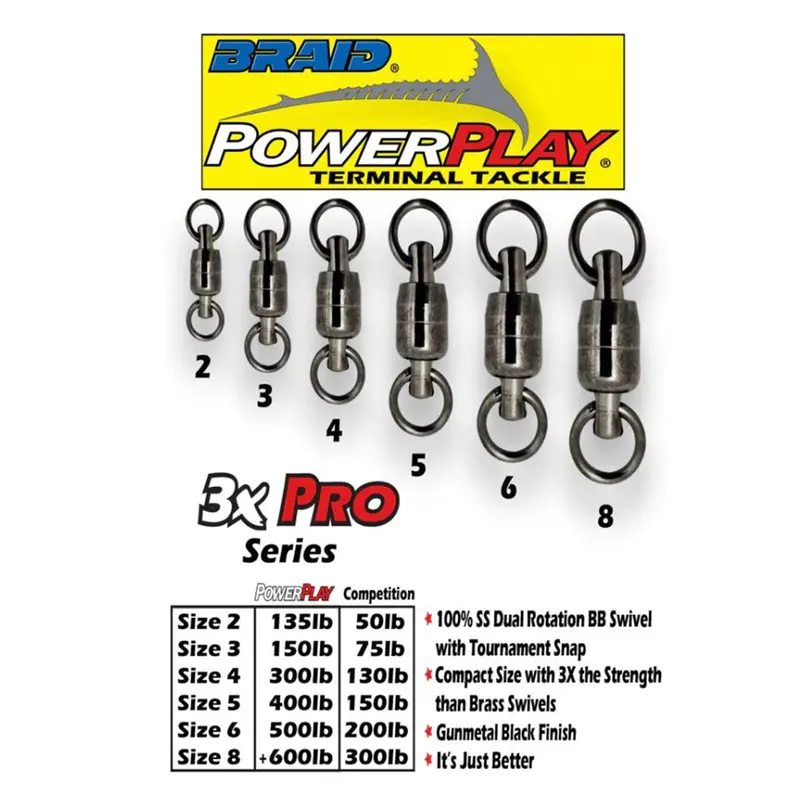 Playaction Powerplay 3X Pro Series Swivels – 6-Pack Braid-Compatible 1