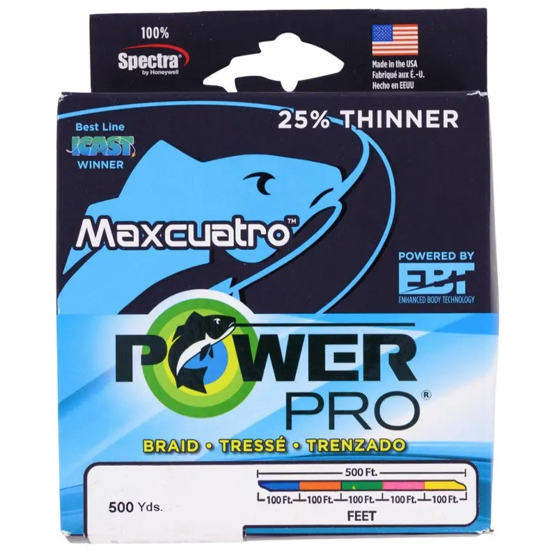 Powerpro Maxcuatro Braided Fishing Line – 500-Yard Metered Spool 1
