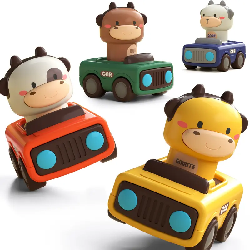 Press-And-Go Animal Race Cars – Friction-Powered Vehicle Toys For Toddlers 1