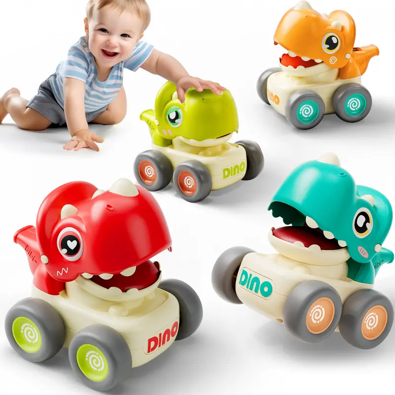 Press-And-Go Dino Cars For Babies 1–3 – Whistle-Sound Toddler Vehicles 1