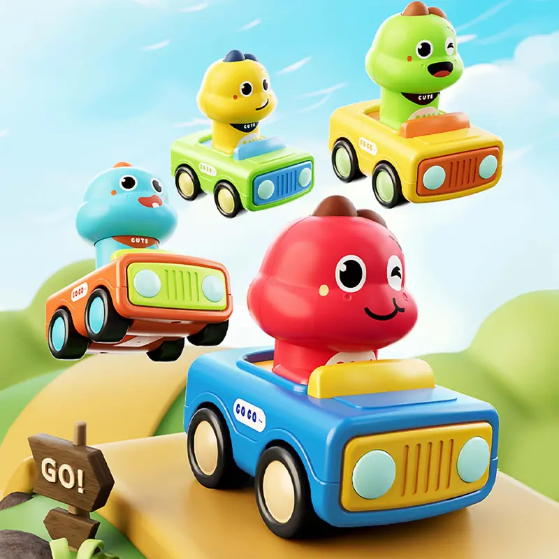 Press-And-Go Dinosaur Vehicle Set – Animal-Themed Racing Cars 1