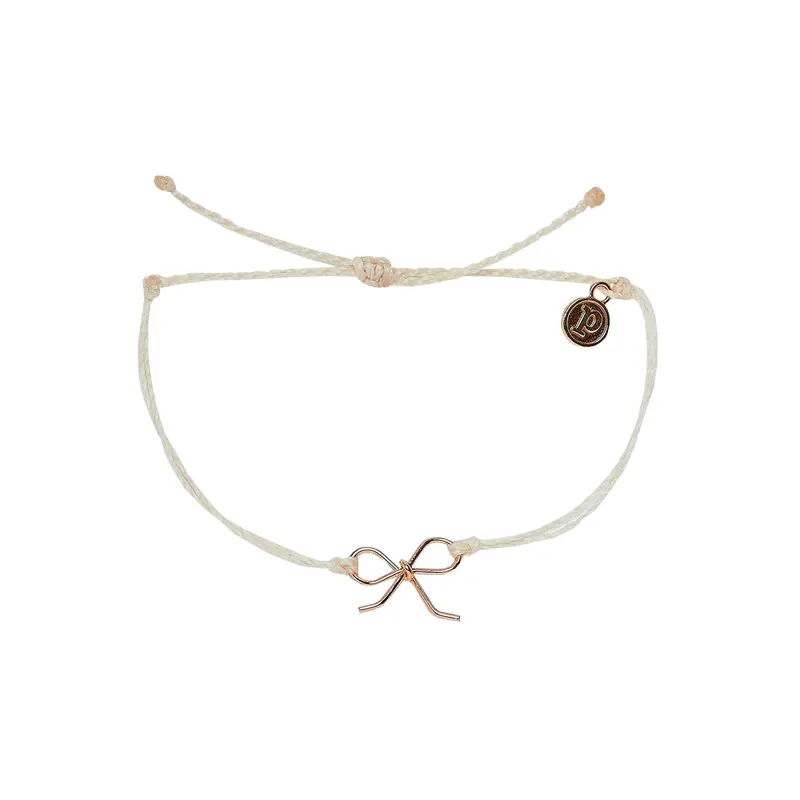 Pura Vida Bow Charm Rose Gold Adjustable Bracelet 1