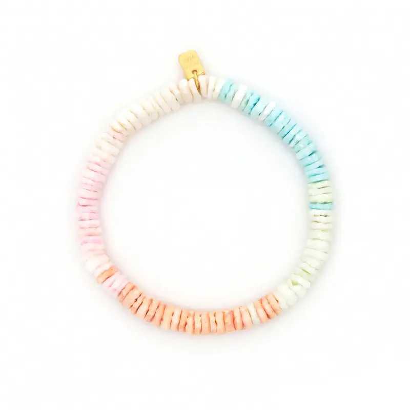 Pura Vida Pastel Puka Shell Stretch Bracelet In Gold 1