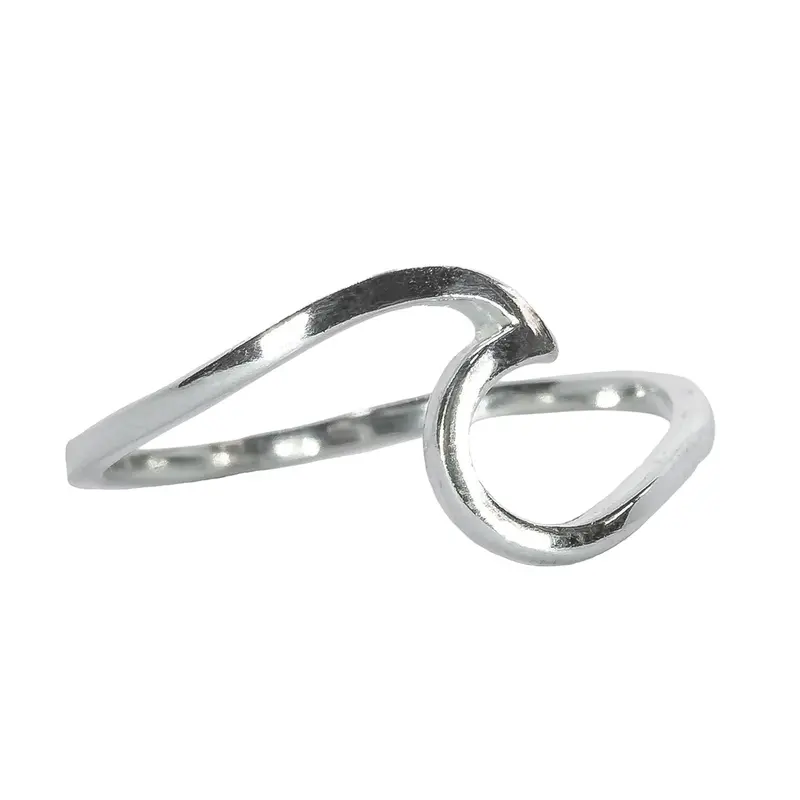 Puravida Handcrafted Wave Ring – Adjustable Stainless Steel 1
