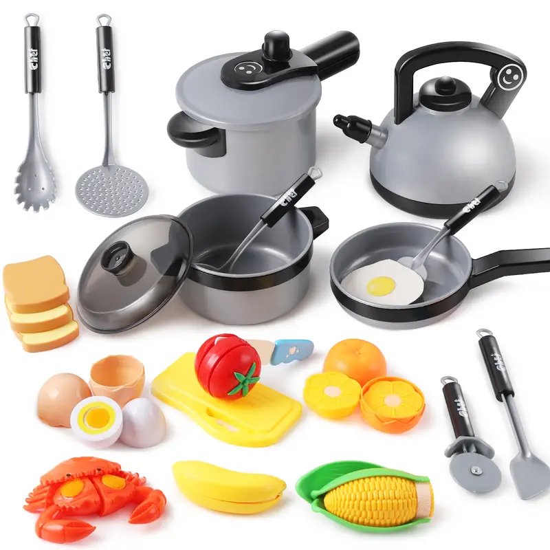 Realistic Kids Kitchen Play Set – Pretend Cooking Toy With Accessories 1