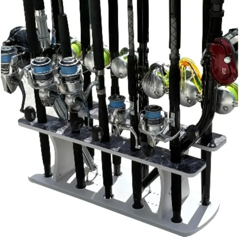 Reel Salty 13-Rod 2-Tier Floor Rack – Heavy-Duty Rod Organization 1