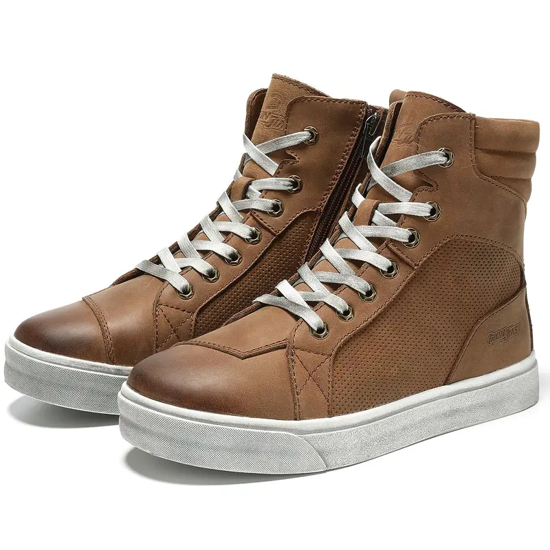 Retro-Inspired Leather Motorcycle Boots – Xz006 1