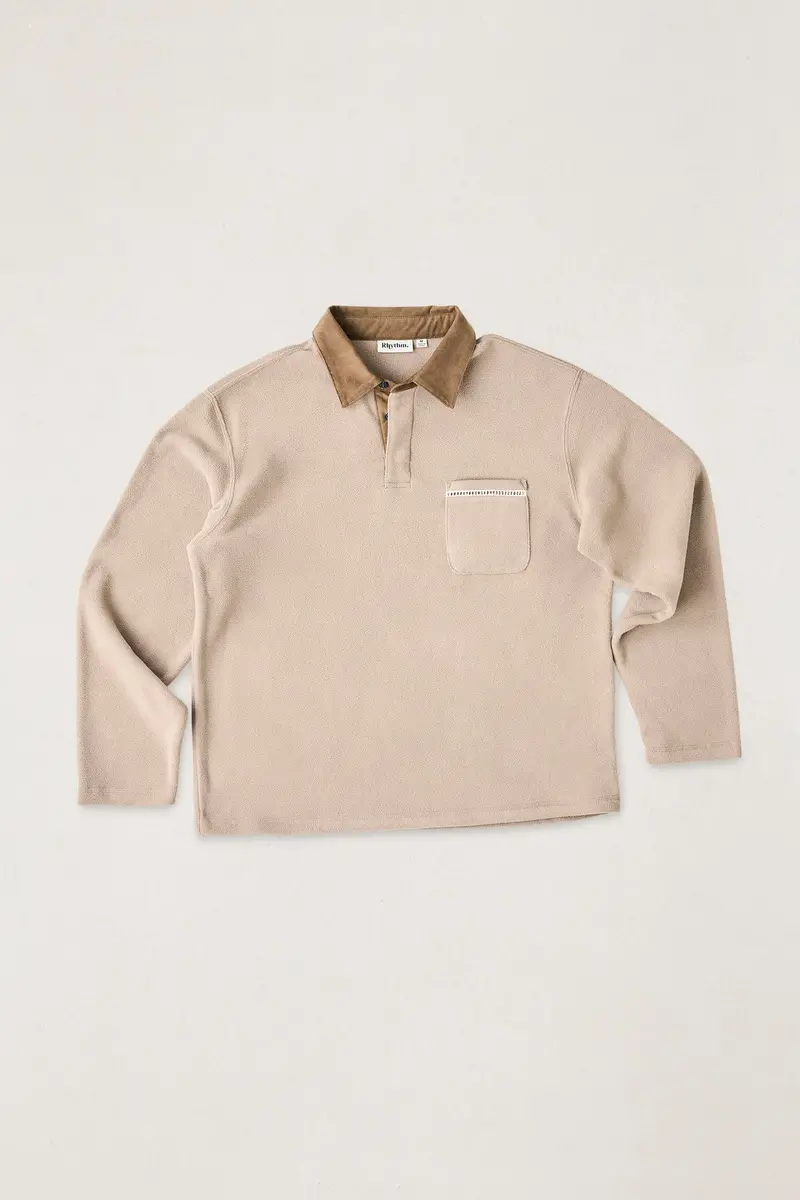 Rhythm Ladder-Pattern Polar Fleece Long-Sleeve Polo 1
