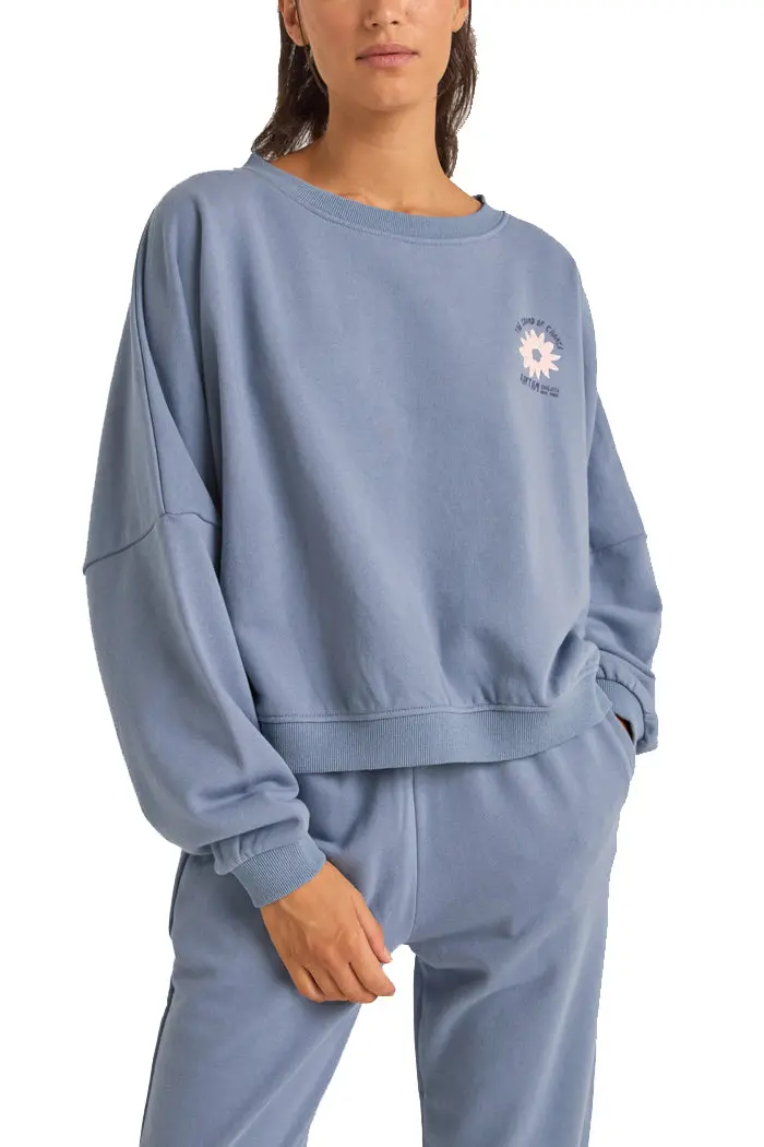 Rhythm Washed-Out Slouch-Fleece Crewneck Sweatshirt 1