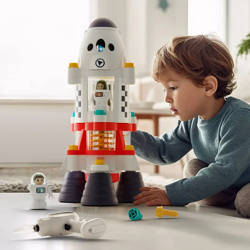 Rocket-Shaped Space Toy For Kids – Push-Button Launch Sound & Light Play 1