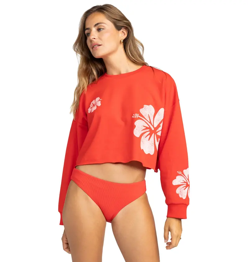 Roxy Morning Hike Cropped Fleece Sweatshirt 1
