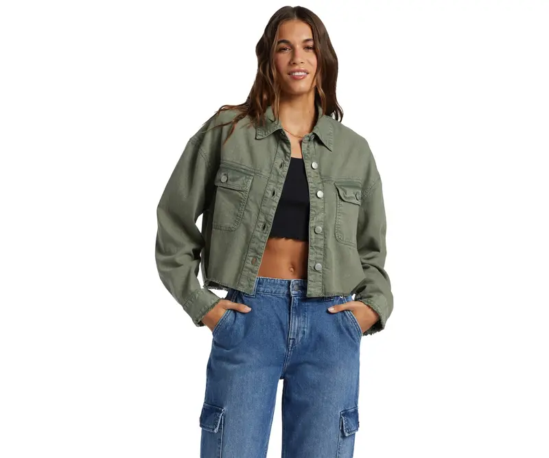 Roxy Sunset Sands Cut-Off Denim Jacket – Vintage-Inspired Outerwear 1