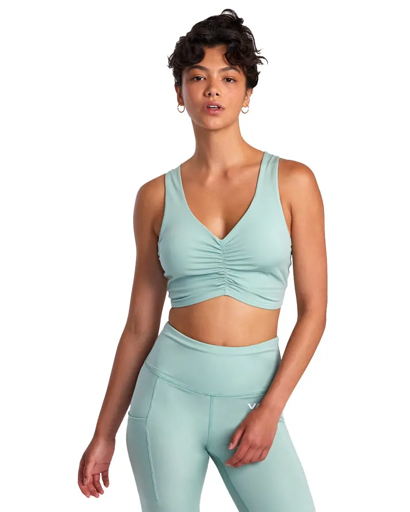 Rvca Gathered-Front Mid-Support Athletic Bra 1