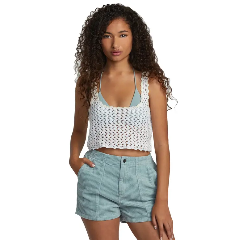 Rvca Railed Crochet Knit Sleeveless Tank Top 1
