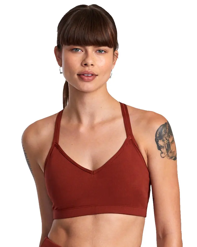 Rvca Strapped Rib-Knit Sports Bra 1