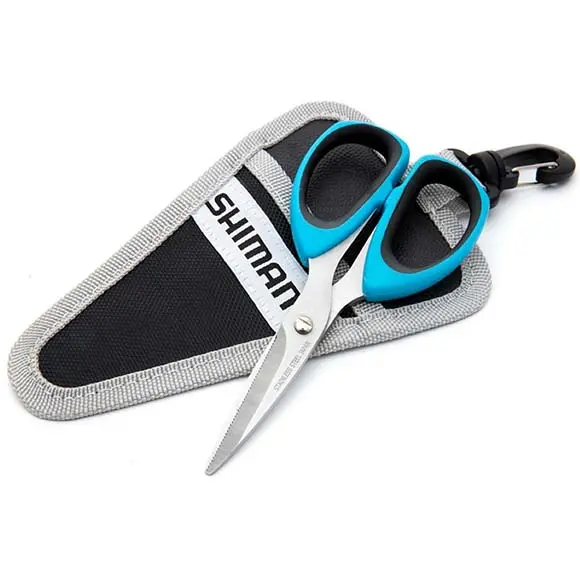 Shimano Brutas Silver Nickel 5-Inch Braid-Specific Scissors With Sheath 1