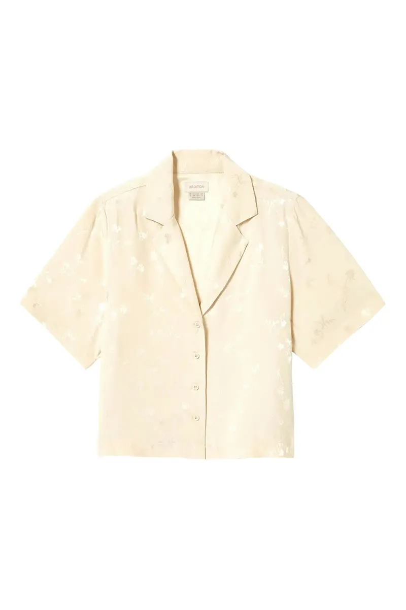 Silky Short-Sleeve Jacquard Button-Down Shirt By Brixton 1