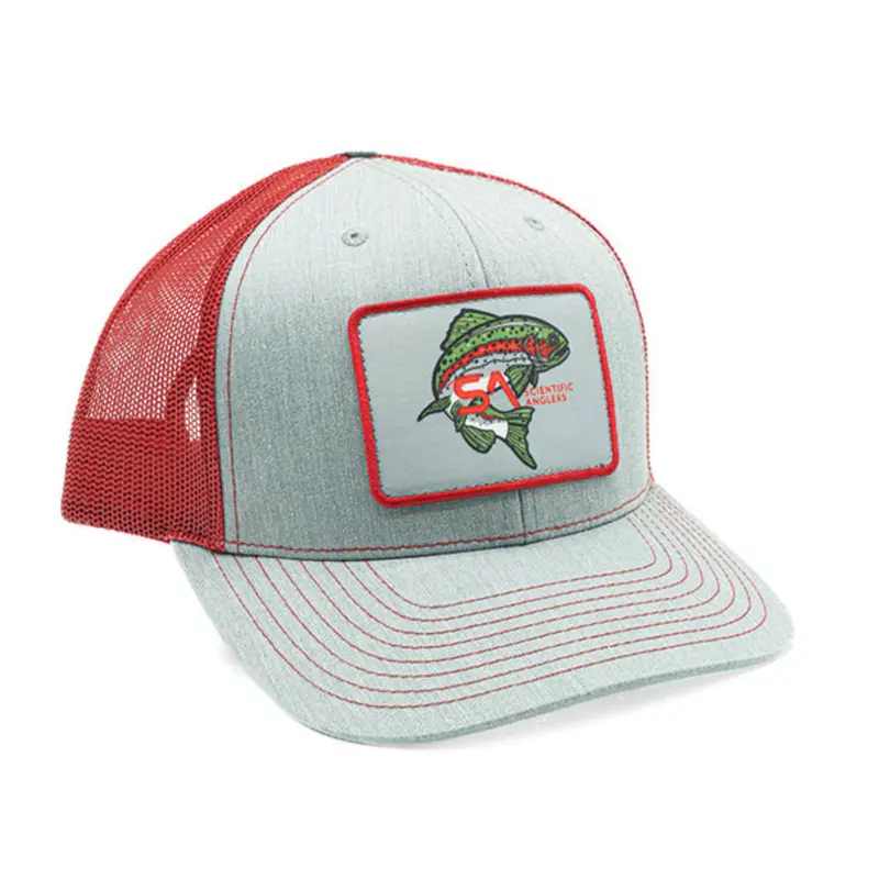 Simms Angler Classic Rainbow Trout Hat In Heather Grey And Red 1