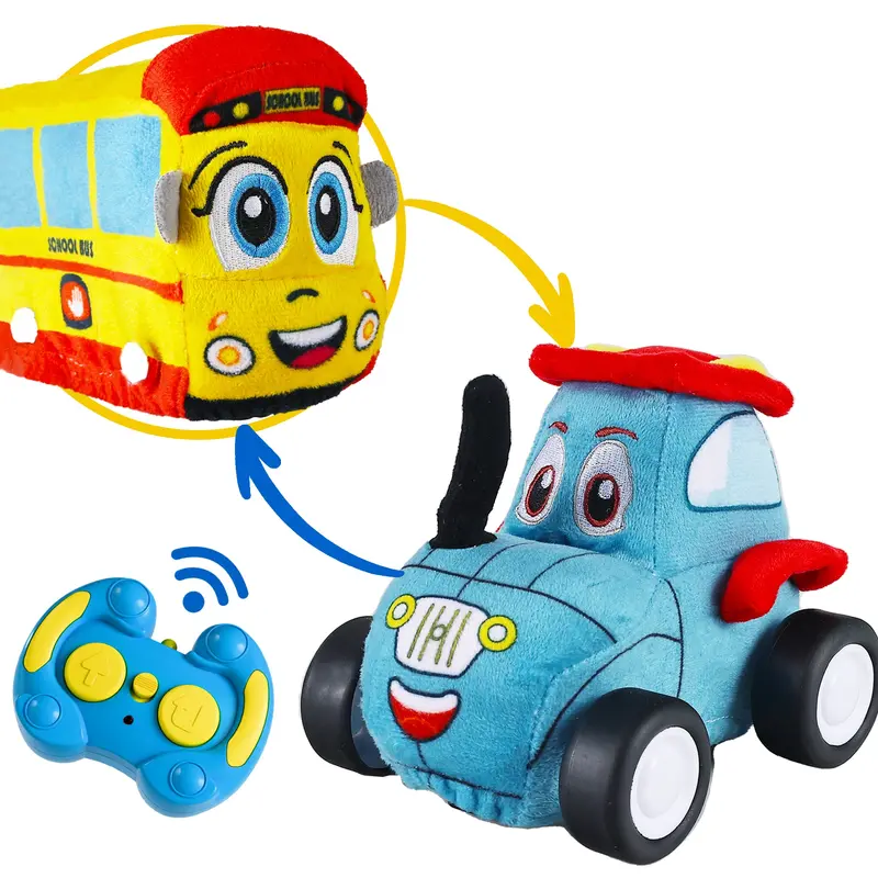 Soft Remote-Controlled Toy Vehicles For Babies – Tractor, Truck & School Bus 1