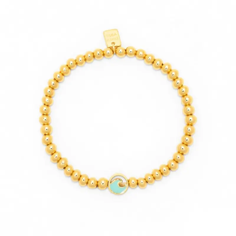 Stretch Bracelet Featuring Ball Beads & Semi-Precious Stones By Pura Vida 1