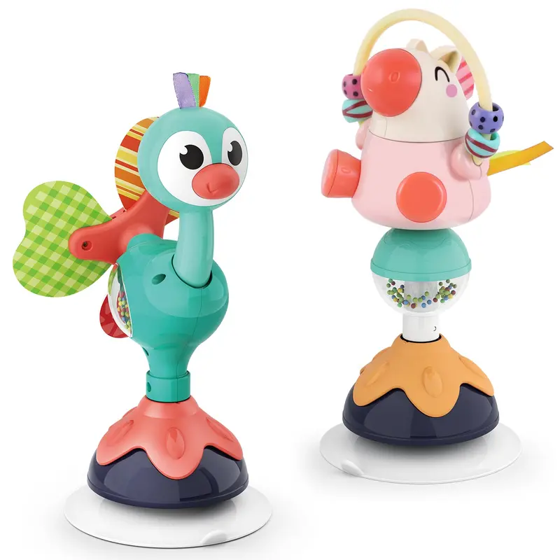 Suction-Cup Baby Rattle Set For High Chair Tray Play 1