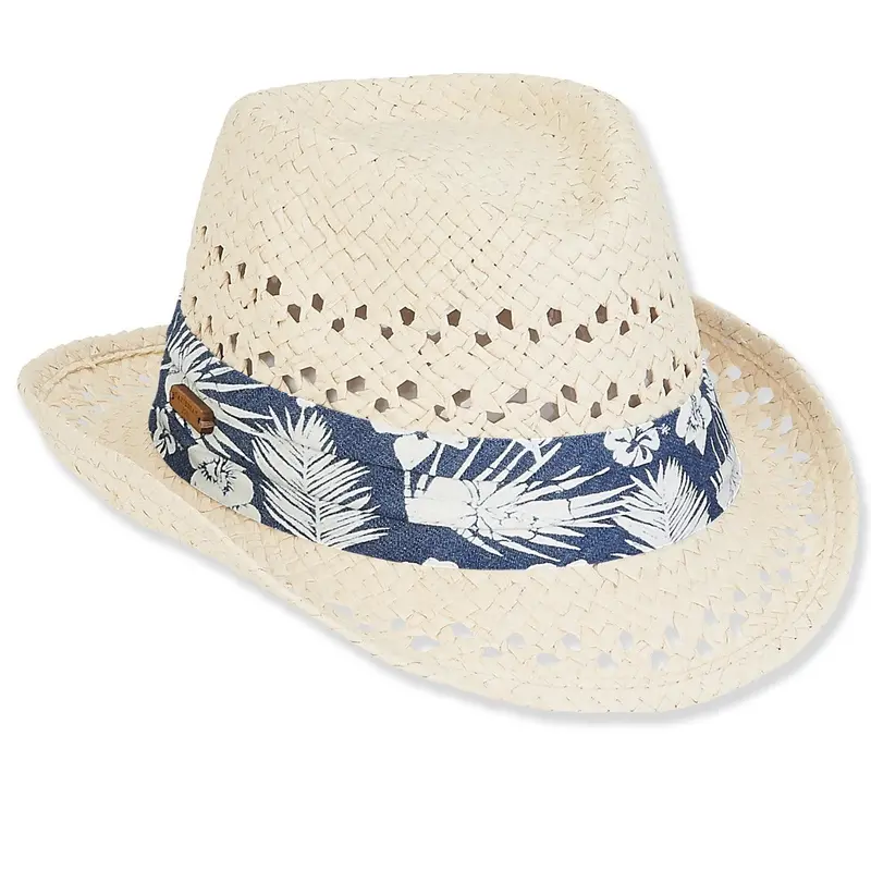 Sun N' Sand Paper Straw Fedora Hat – 2-Inch Brim 1