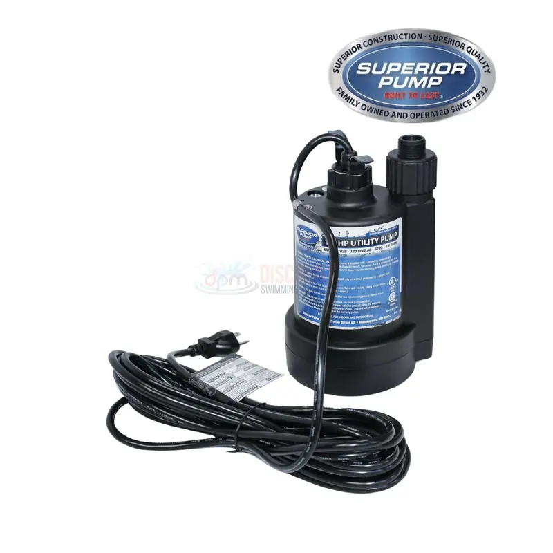 Superior Thermoplastic Submersible Utility Pump – 1560 Gph, 1/5 Hp 1