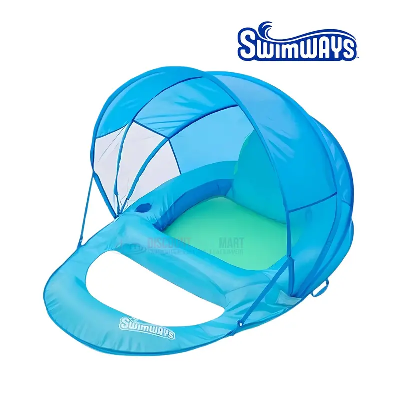 Swimways Premium Spring Float Recliner With Canopy – Shade-Integrated Design 1