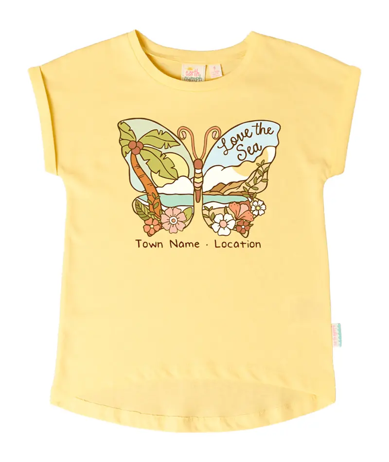 Tank Stream Butterfly Print Tee For Kids 1
