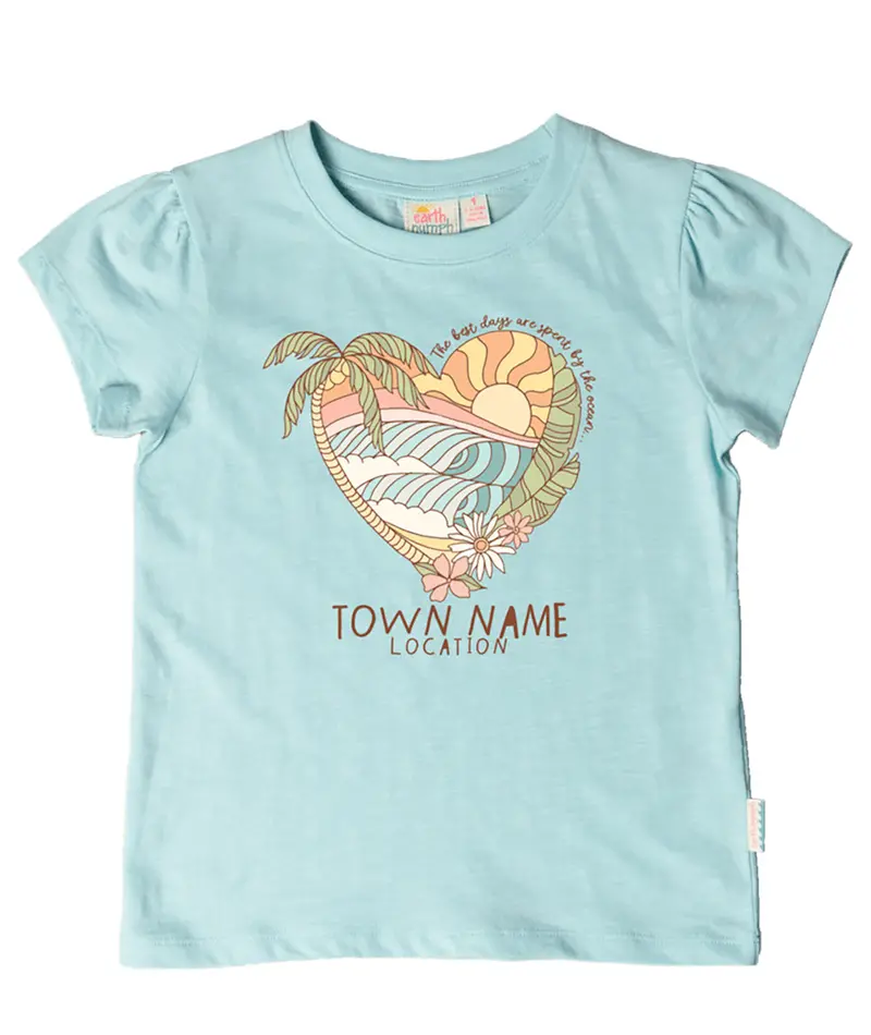Tank Stream Scenic Heart Design Tee For Girls 1