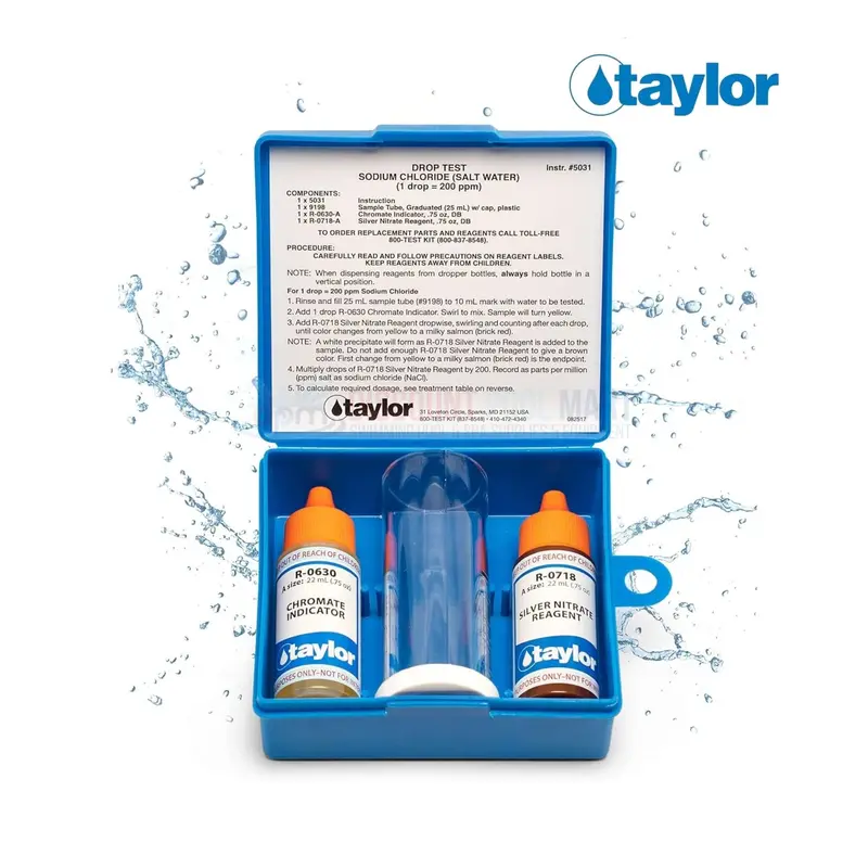Taylor K-1766 Saltwater Pool Test Kit: Chlorine, Ph, Alkalinity, Calcium, Cya, And Salt 1