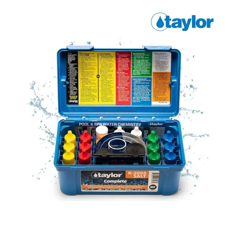 Taylor K-2005-Salt Saltwater Pool Test Kit: Chlorine, Bromine, Ph, Acid/Base Demand, Alkalinity, Calcium Hardness, Cya, And Sodium Chloride 1