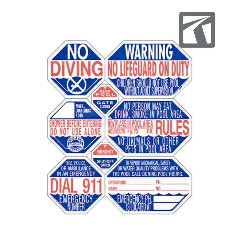 Traffic Graphix Ca 8-In-1 Large Hexagon Pool Safety Sign – English Language – Tgps1001 1