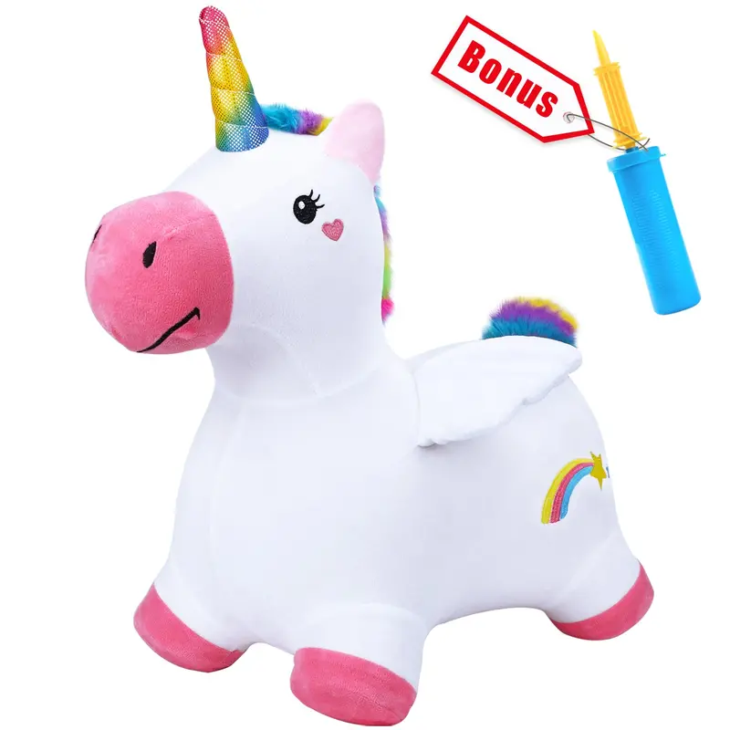 Unicorn Bouncy Plush Horse – Hopping Ride-On Animal Toy For Kids 1