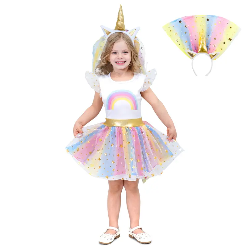 Unicorn Tutu Dress-Up Costume For Girls With Matching Headband 1