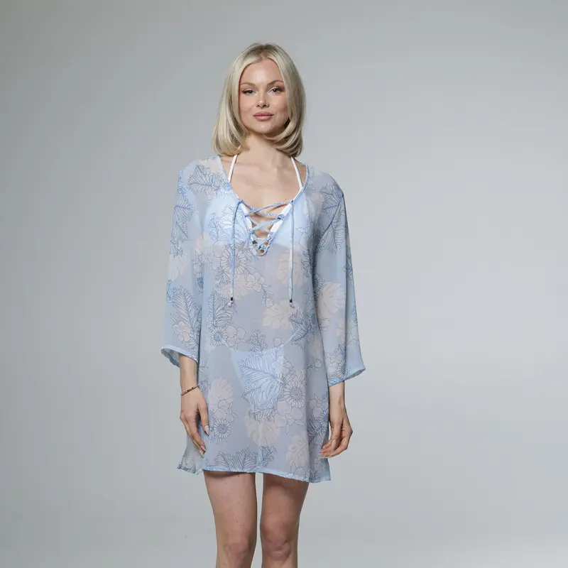 Waikiki Lace-Trimmed V-Neck Tunic Top 1